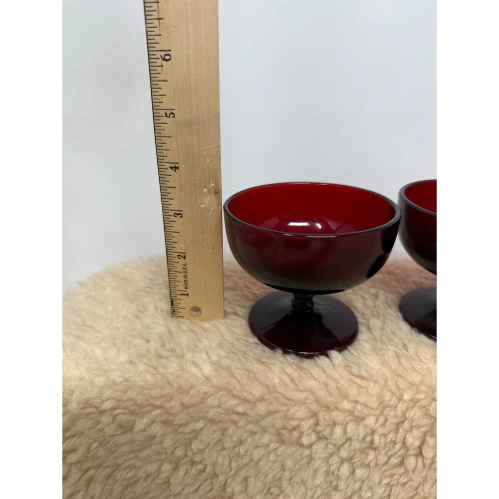 VTG Anchor Hocking Royal Ruby Red Glass Footed Sherbet Dessert Cups Set of 3‎